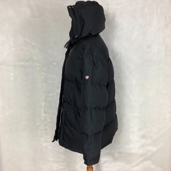 Postcard Black Hooded Goose Down Insulated Puffer Ski Jacket Coat 10 - Picture 4 of 13
